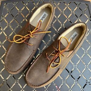OluKai Mano Style Slip On Leather Lace Up Loafers Brown Men’s Shoes Sz 11,5/44,5